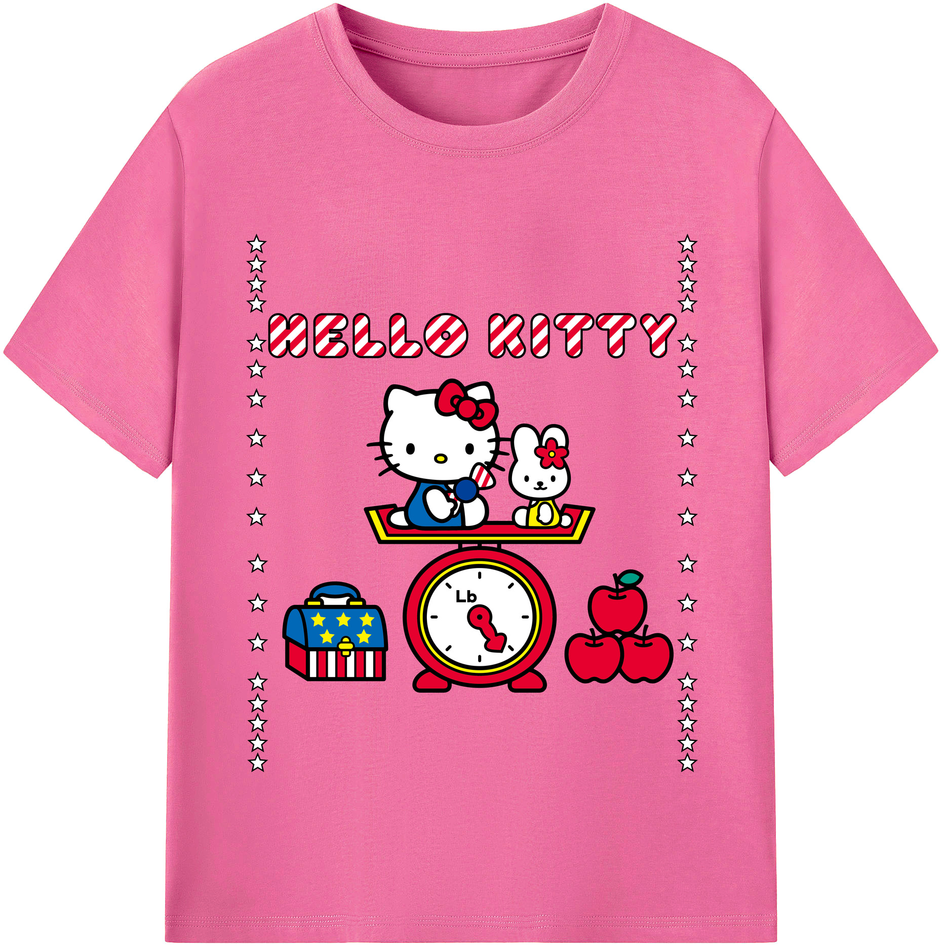 （画像用） Hello Kitty ハローキティ レディースカジュアルプリントTシャツ（綿100％）